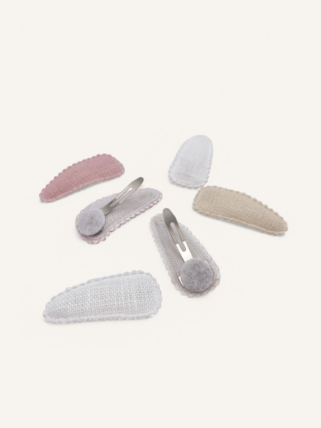 Mini Barrettes "Snap Clip" - Blanc/Rose/Ivoire