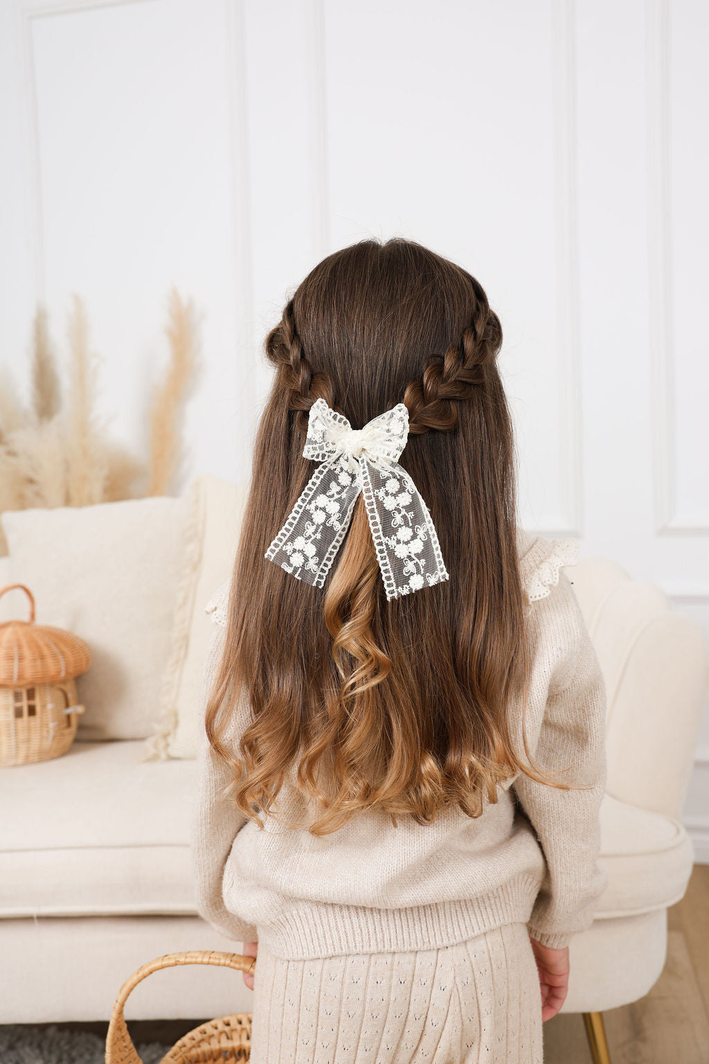 Grande Boucle Dentelle Fleuris Crème