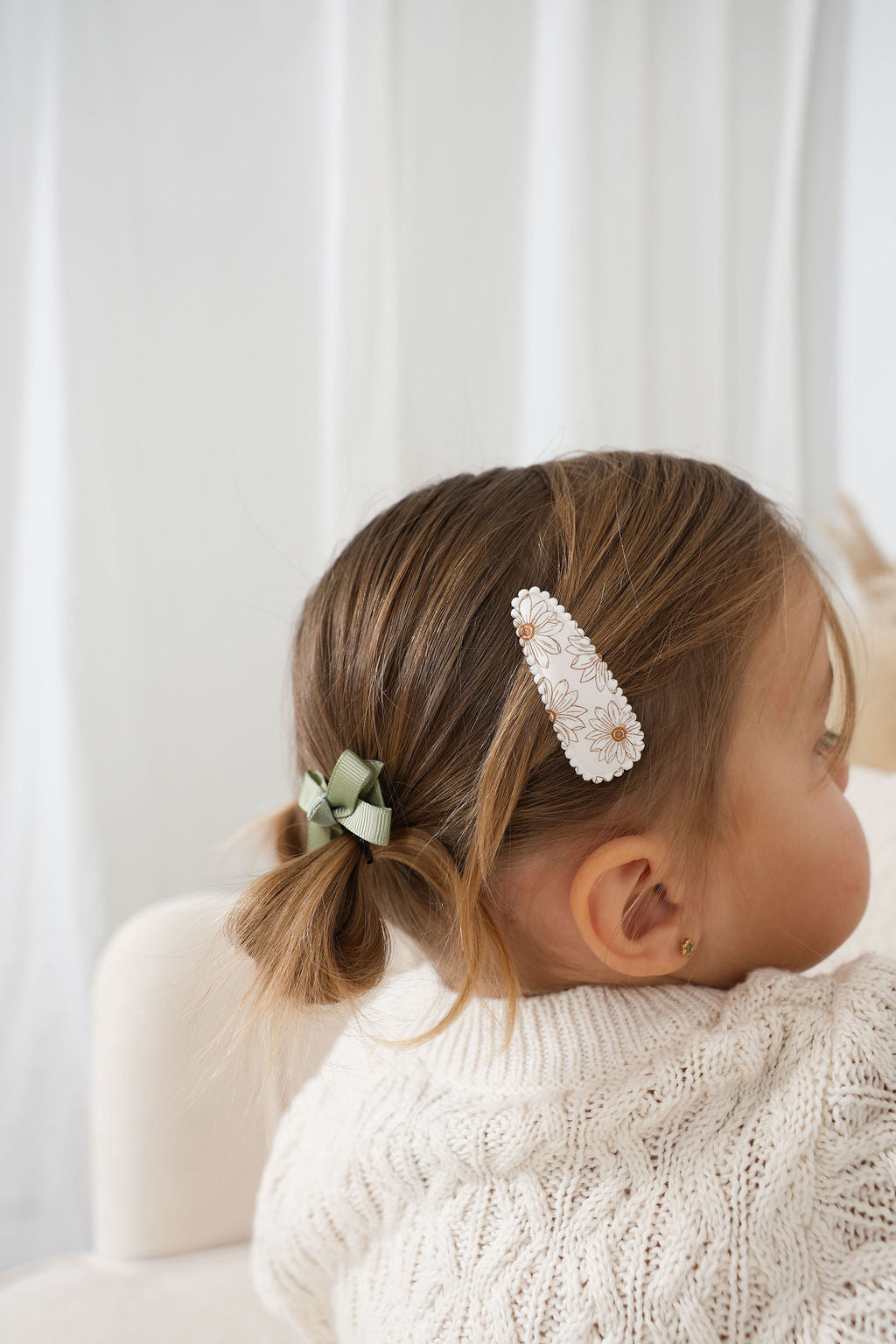 Barrettes en tissu - Floral Beige