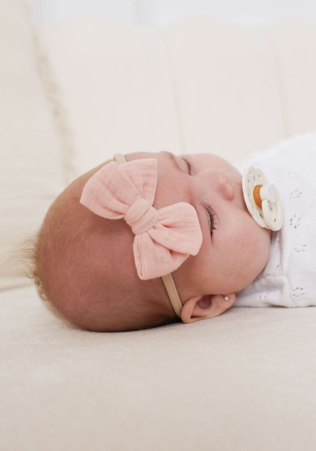 Boucles en mousseline - Blanc/Rose
