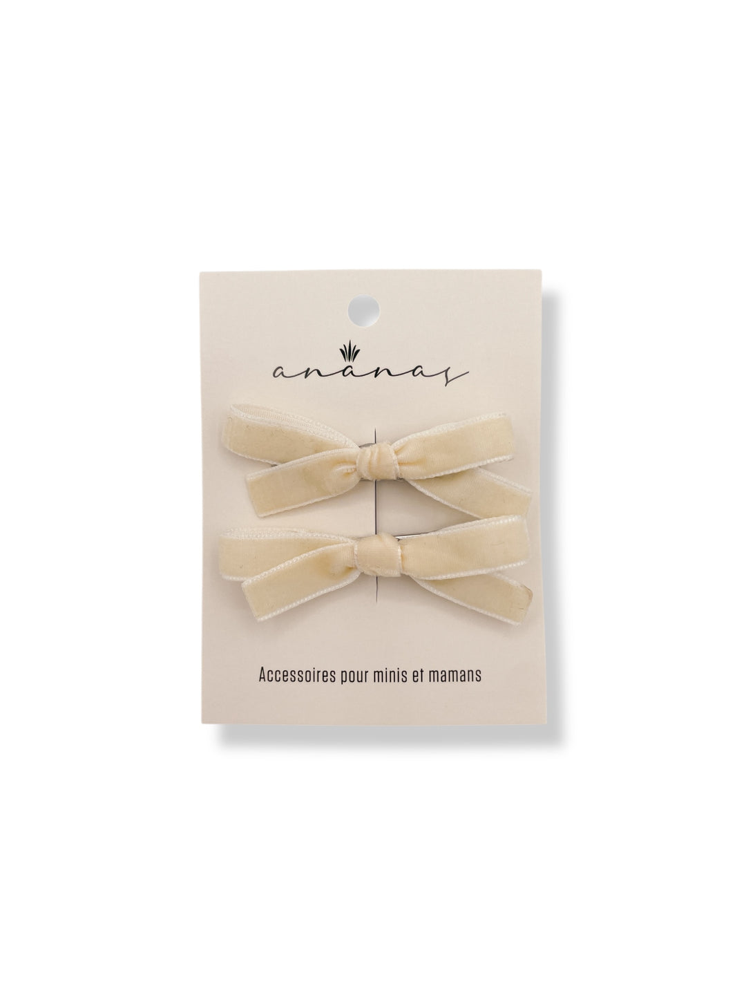 Bouclette Ruban de Velours - Pinces Crème et Rose