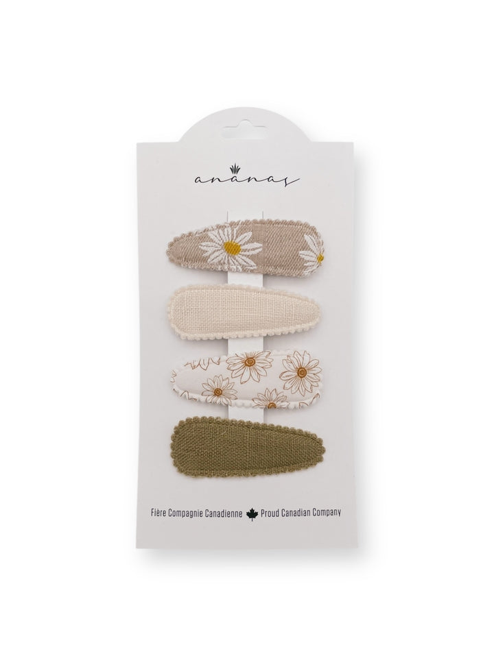 Barrettes en tissu - Floral Beige
