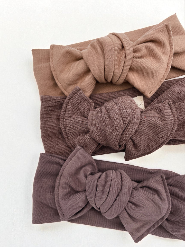 Bandeau boucle en tricot à nouer - Chocolat