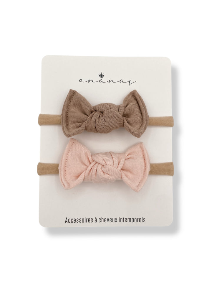 Boucles en bambou - Beige/Rose Perlé