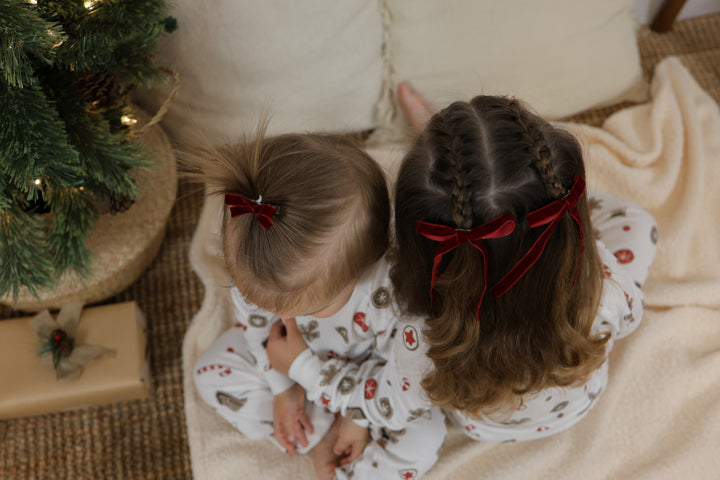 Bouclette Ruban de Velours - Pinces rouge