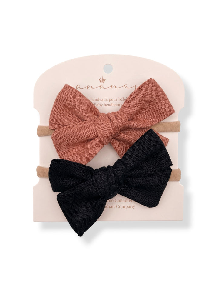 Boucles en lin - Terracotta/Noir
