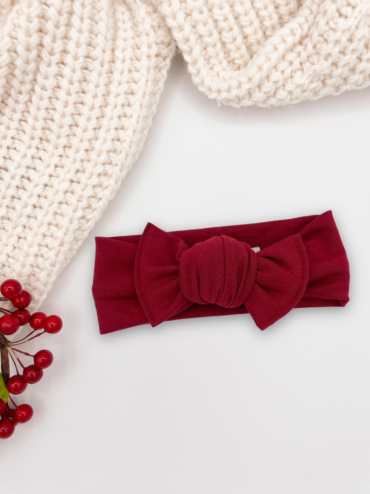 Bandeau boucle en bambou à nouer - Rouge pourpre