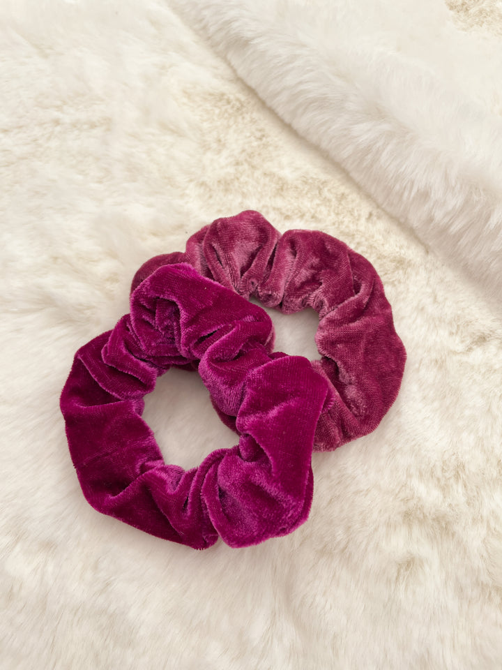 Chouchou petit format - Velours Rose (2)