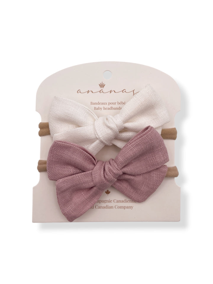 Boucles en lin - Blanc/Rose