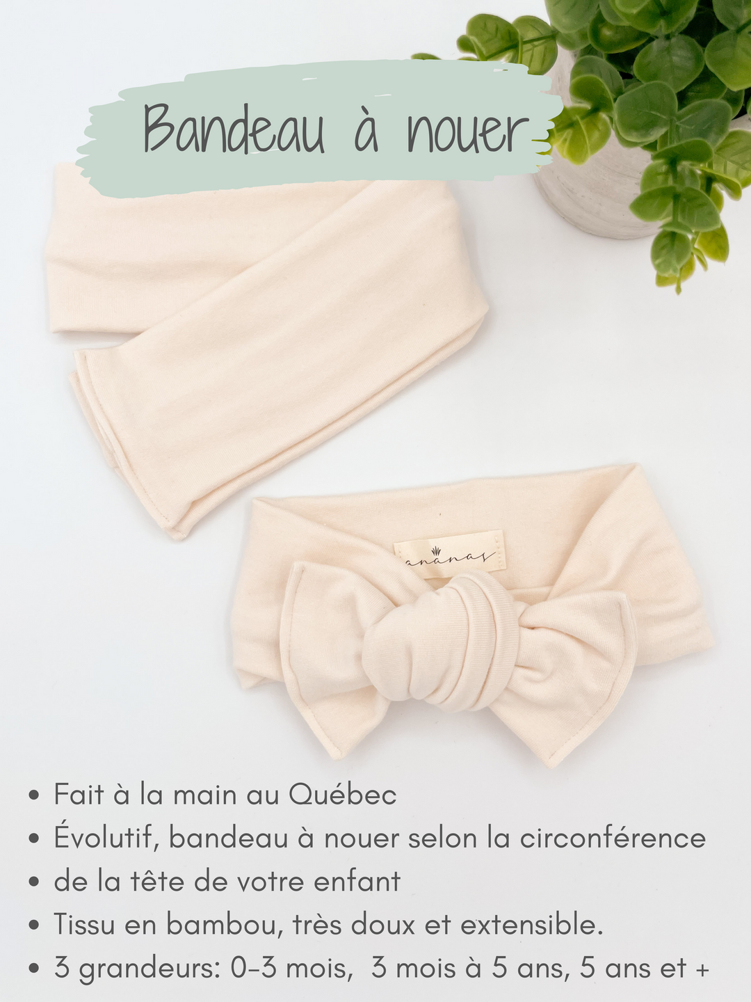 Bandeau boucle en bambou à nouer - Coquillage