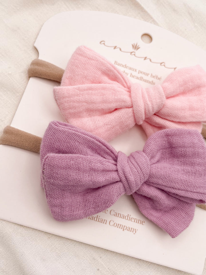 Boucles en mousseline - Rose/Mauve