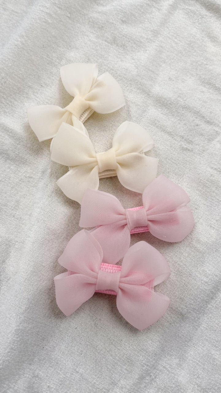Boucles sur pince - Romance Ivoire/Rose