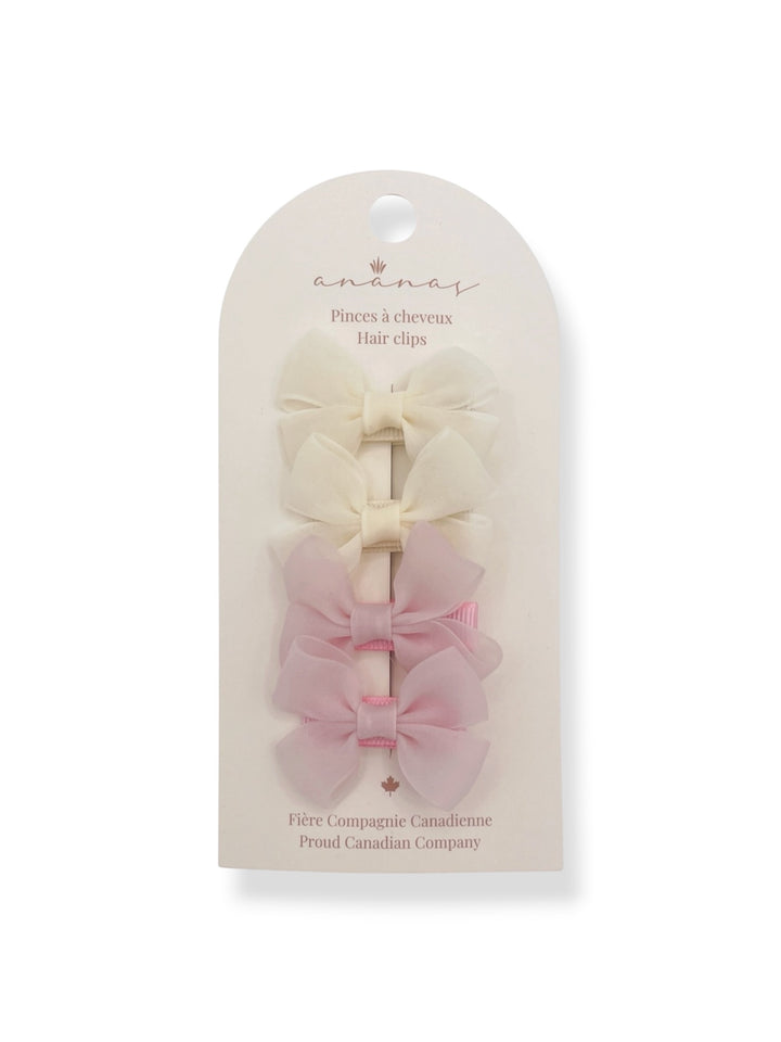 Boucles sur pince - Romance Ivoire/Rose
