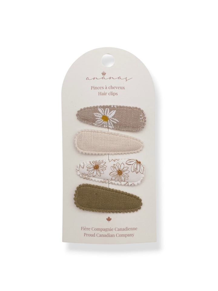Barrettes en tissu - Floral Beige