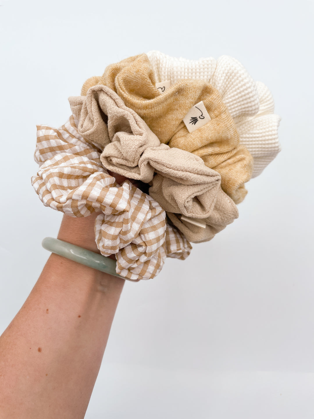 Waffle Cotton scrunchies - Cream