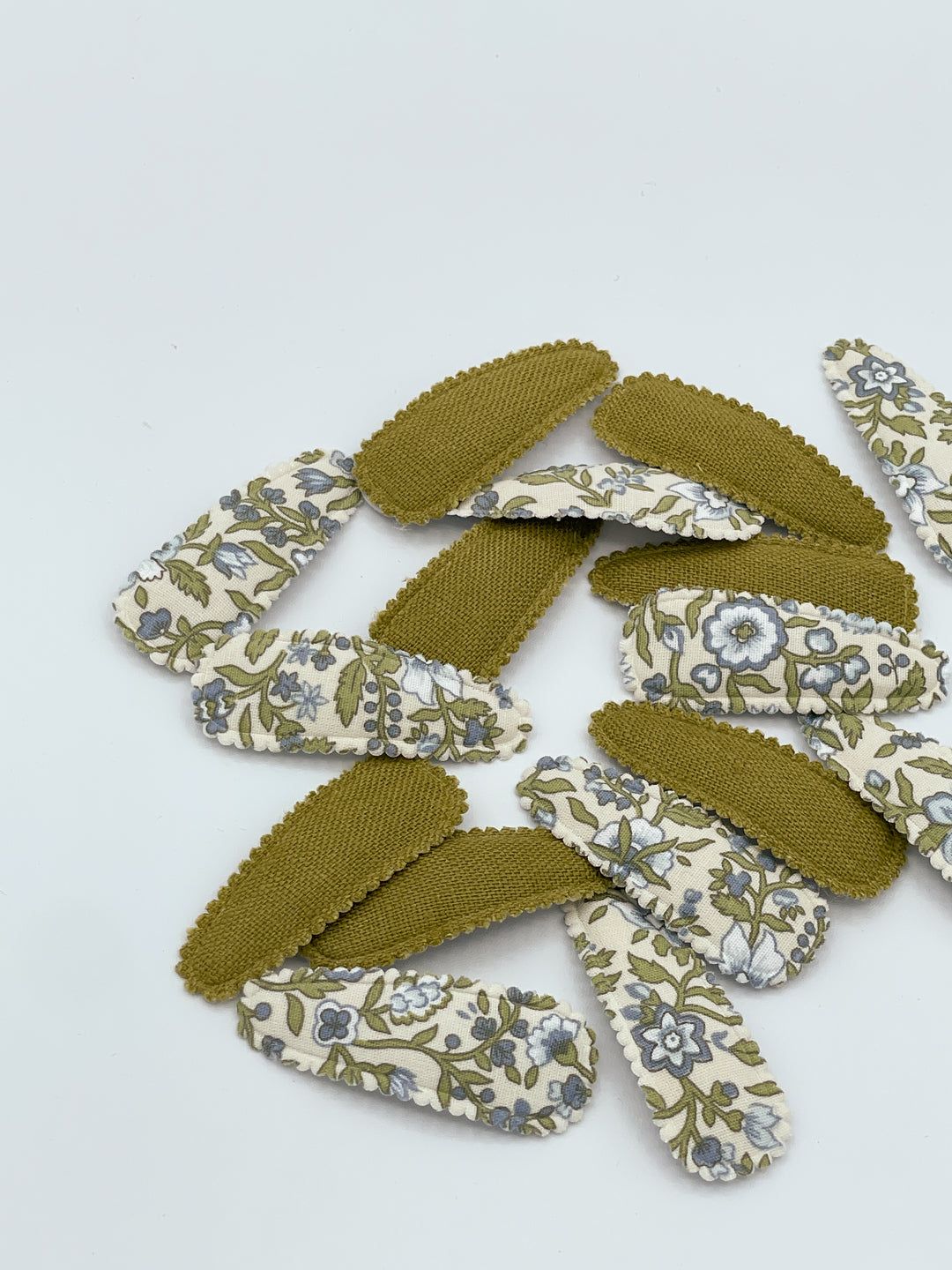 Duo de Barrettes "Snap Clip" en tissu - Olive