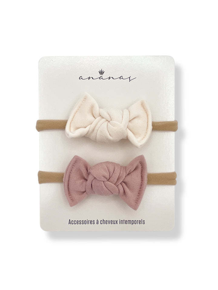Mini-Boucles en bambou - Ivoire/Vieux Rose