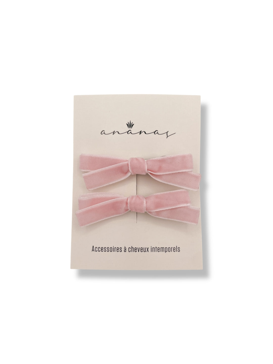 Bouclette Ruban de Velours - Pinces Crème et Rose