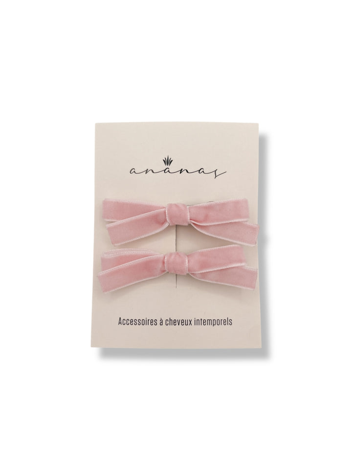 Bouclette Ruban de Velours - Pinces Crème et Rose