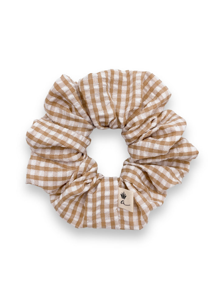 Coton Scrunchie - Gingham Beige