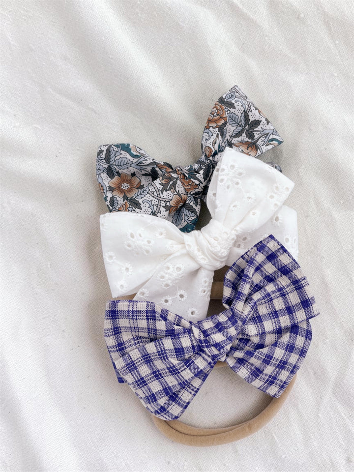 Linen Bow - Blue Gingham