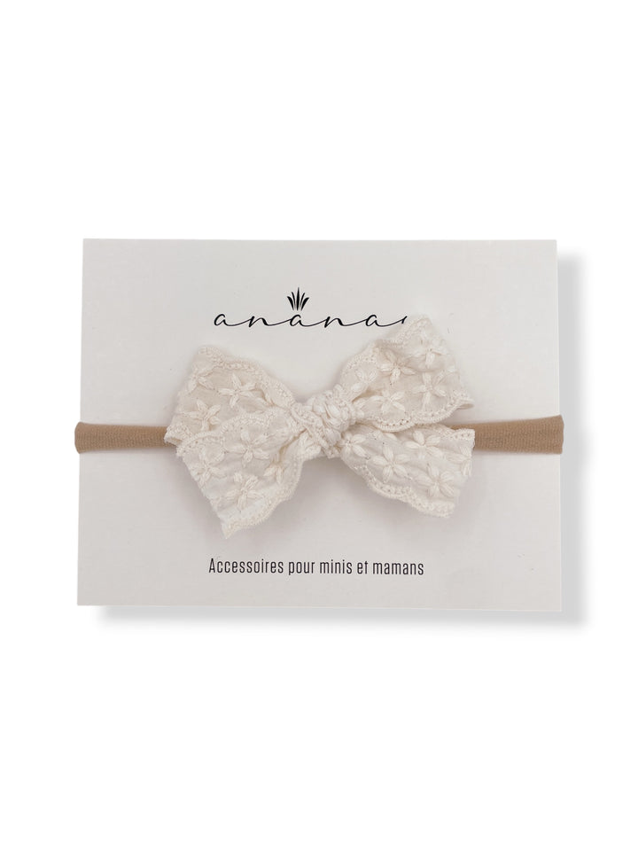 Embroidered Bow - Ivory