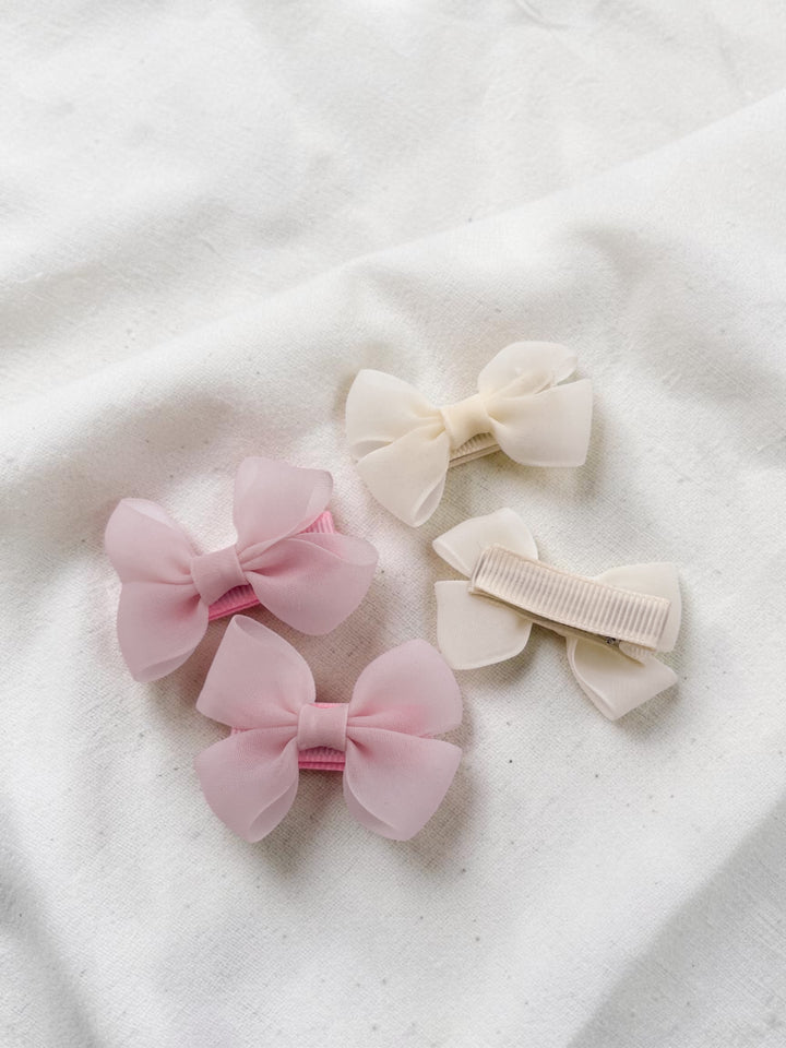 Boucles sur pince - Romance Ivoire/Rose