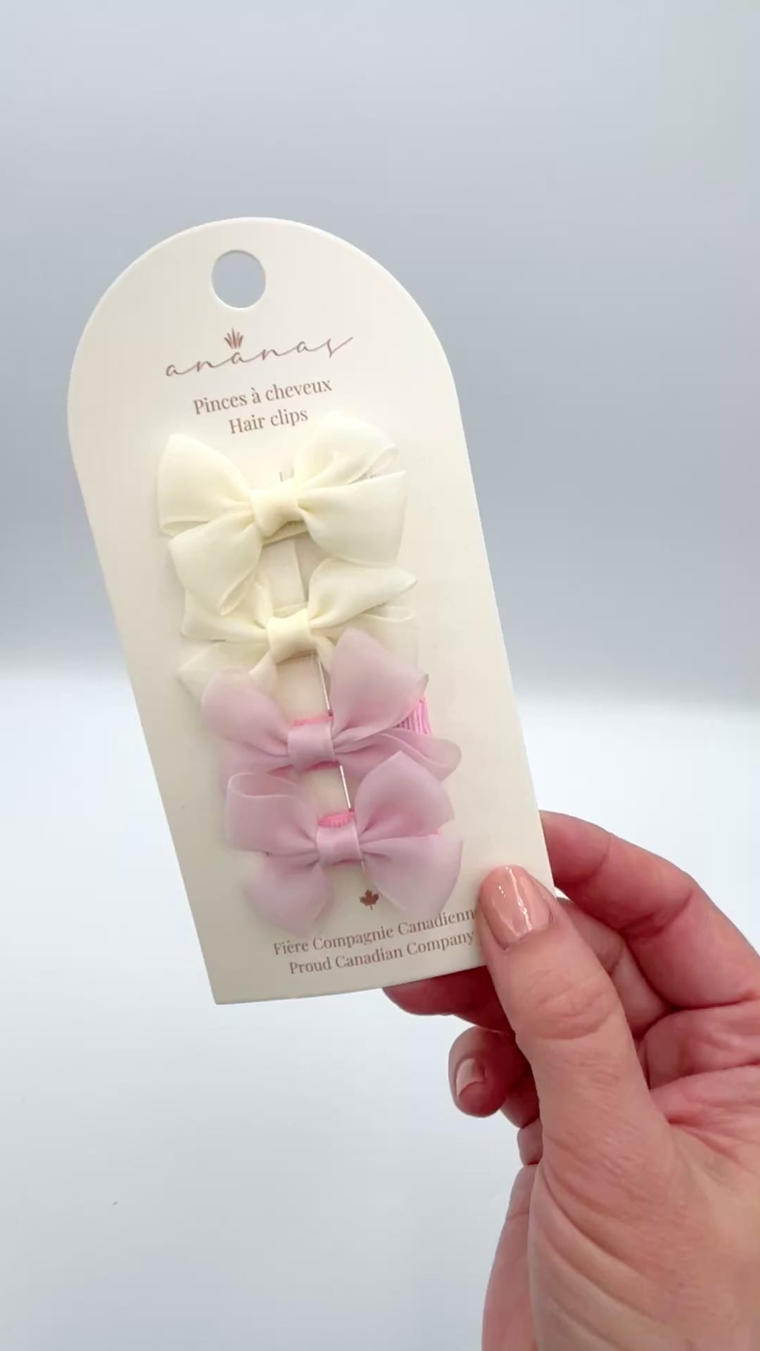 Boucles sur pince - Romance Ivoire/Rose