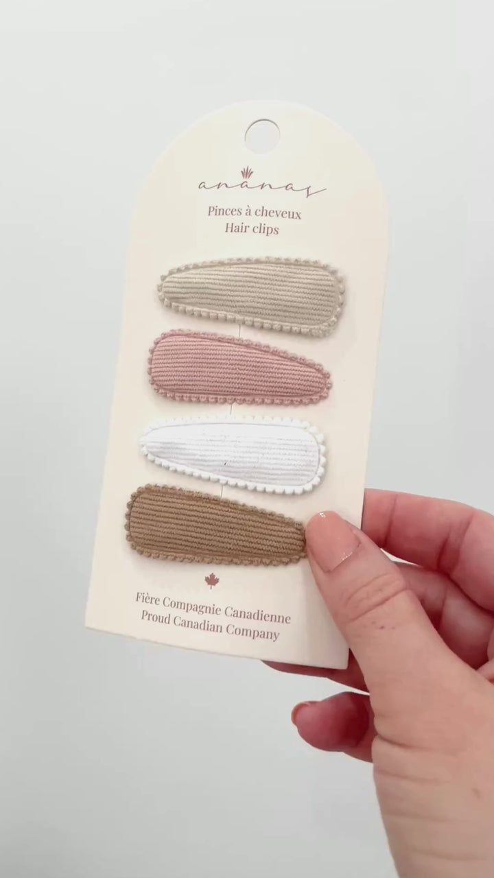 Barrettes en tissu - Velours côtelé