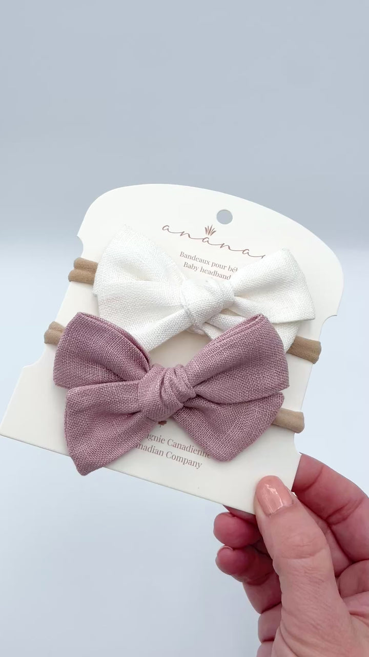 Boucles en lin - Blanc/Rose