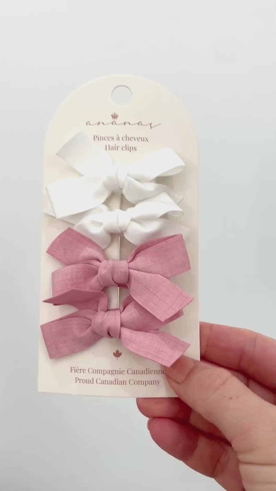 Boucles sur pince - Blanc/Rose