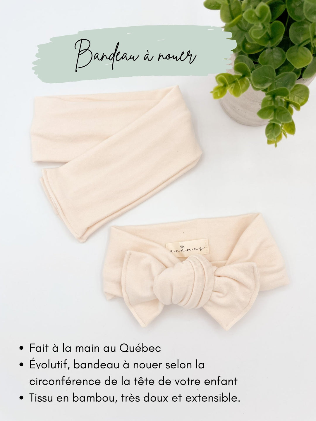 Bandeau boucle en bambou à nouer - Juliette - Ananas Co